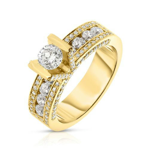 Sidestone Ring in White Gold with Round Diamond – Celestial Harmony