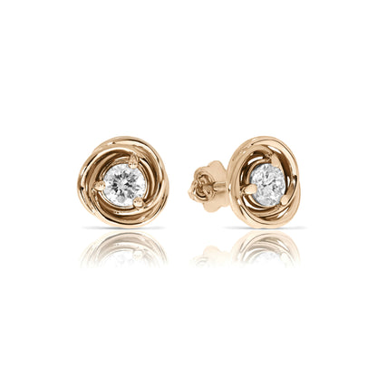 Stud Earrings in Gold with Round Diamond – Whispers of Infinity