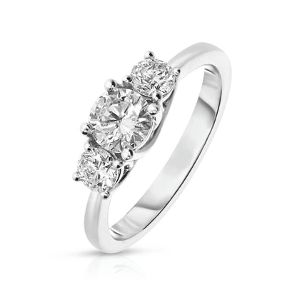 Gold Sidestone Ring with Round Diamonds – Celestial Embrace