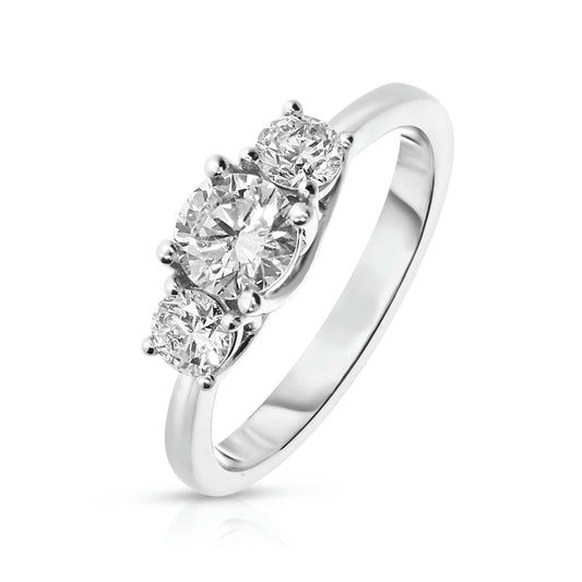 Gold Sidestone Ring with Round Diamonds – Celestial Embrace