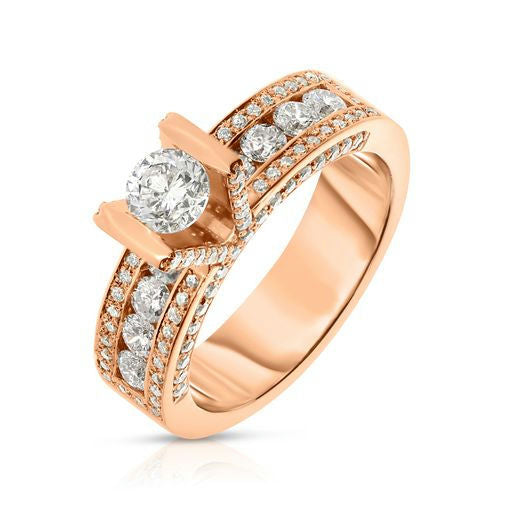 Sidestone Ring in White Gold with Round Diamond – Celestial Harmony
