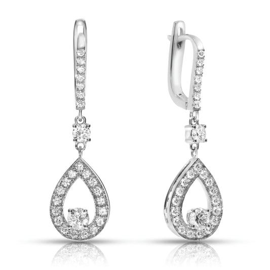 Gold Drop Earrings with Round Diamond – Celestial Rainfall | Auroral