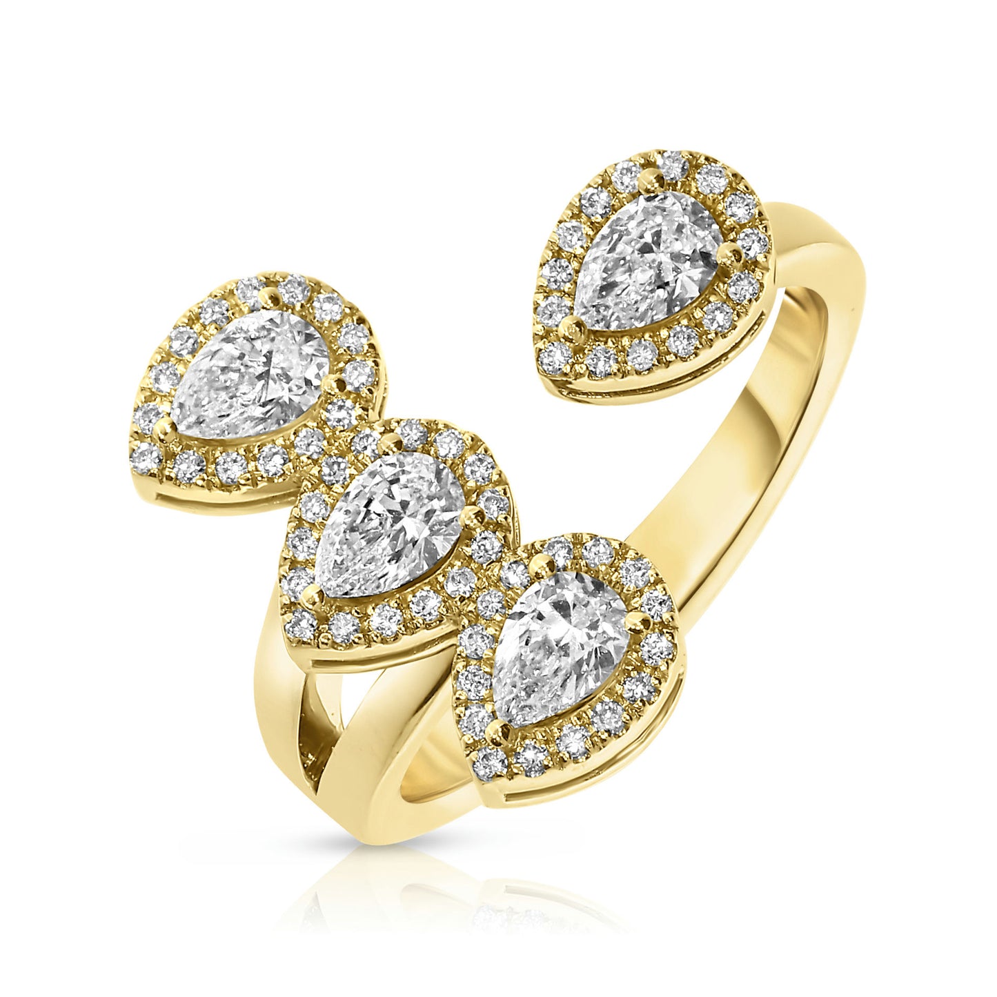 Sidestone Ring in White Gold with Pear Shaped Diamonds – "Celestial Cascade" |