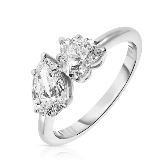 Gold Sidestone Ring with Pear and Round Diamonds – Eclipse Embrace |