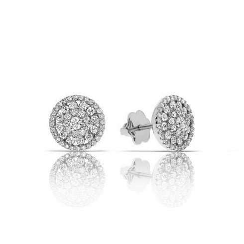 Gold Stud Earrings with Round Diamonds – Celestial Crescents