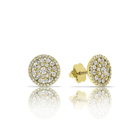 Gold Stud Earrings with Round Diamonds – Celestial Crescents