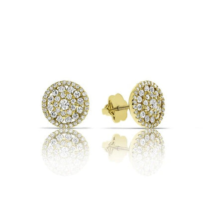 Gold Stud Earrings with Round Diamonds – Celestial Crescents