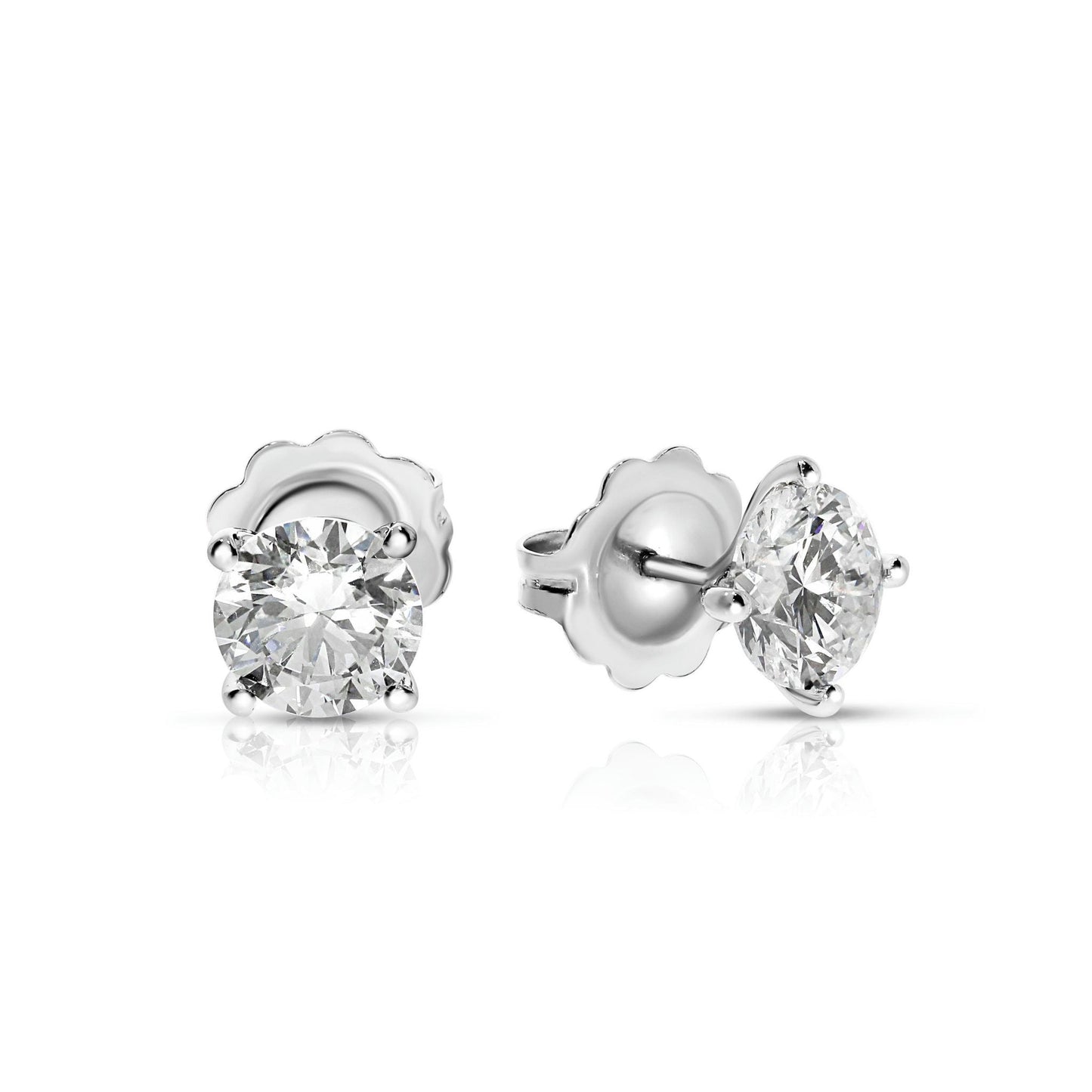 Stud Earrings in Gold with Round Diamonds – Lunar Radiance | Celestial Grace