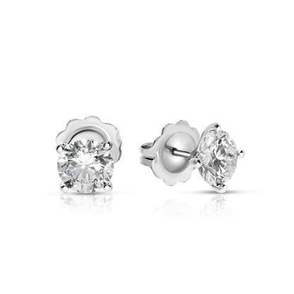 Stud Earrings in Gold with Round Diamonds – Lunar Radiance | Celestial Grace