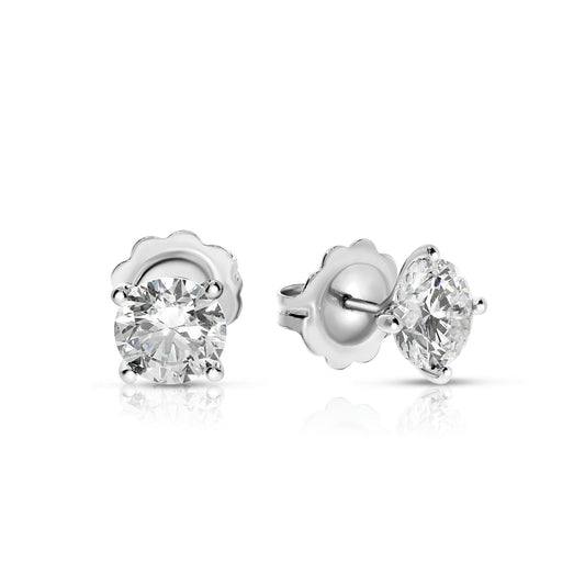 Stud Earrings in Gold with Round Diamonds – Lunar Radiance | Celestial Grace
