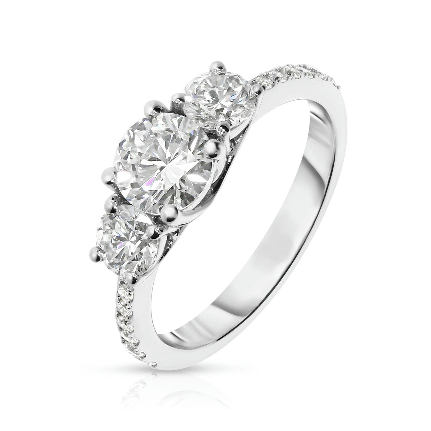 Gold Sidestone Ring with Round Diamonds – Trinity Brilliance | Sidestone Rings