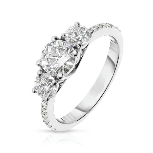 Gold Sidestone Ring with Round Diamonds – Trinity Brilliance | Sidestone Rings