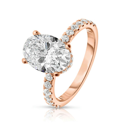 Sidestone Ring in White Gold with Oval Diamond – Eclipse Allure |