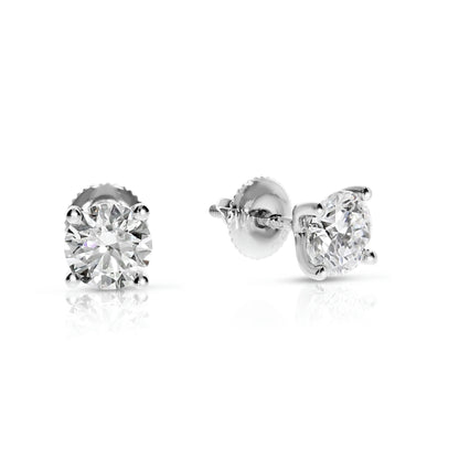 Stud Earrings in White Gold with Round Diamonds – Lunar Radiance