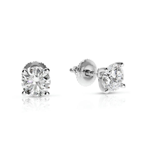 Stud Earrings in White Gold with Round Diamonds – Lunar Radiance