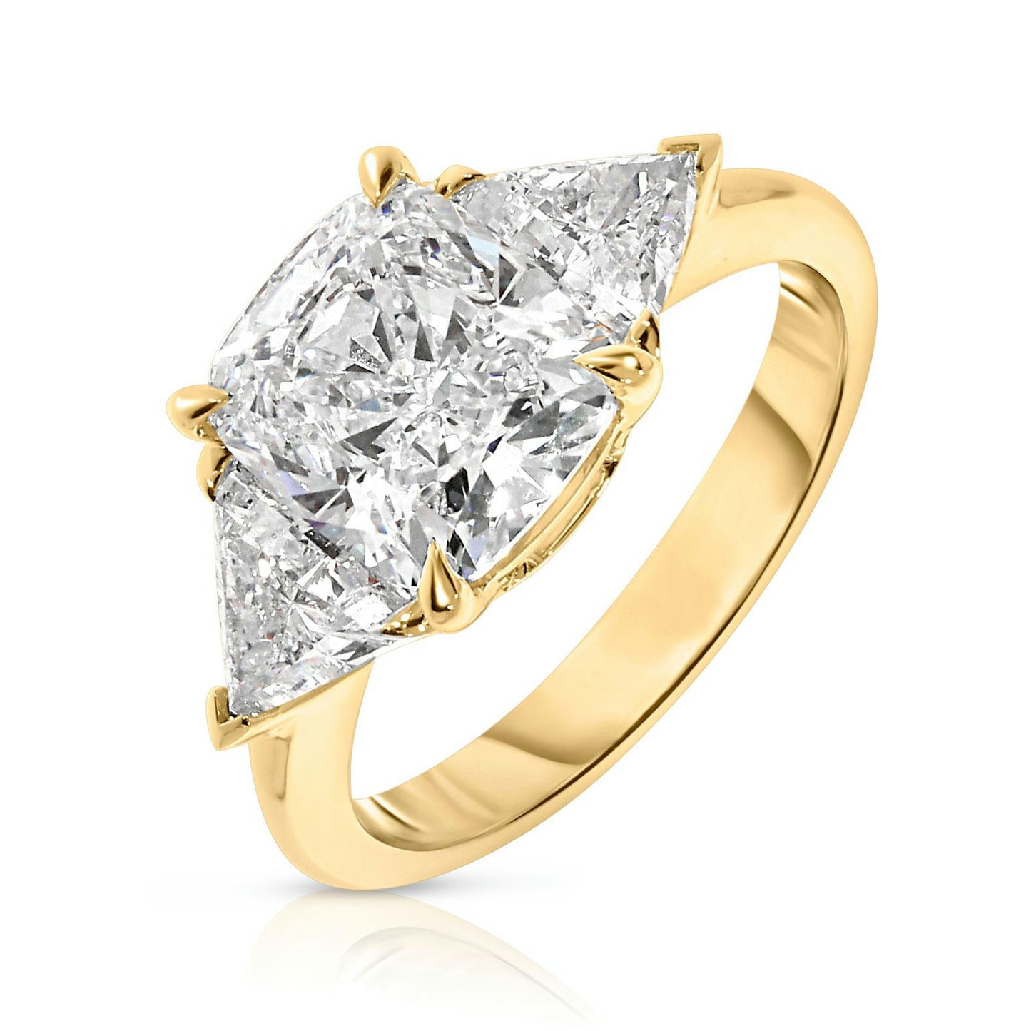 Gold Sidestone Ring with Cushion Diamond – The Celestial Empress | Signature Collection