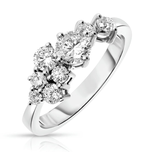 Gold Sidestone Ring with Round Diamonds – Celestial Constellation | Splendor Collection